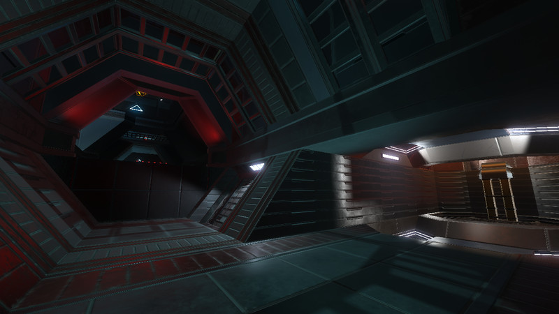 A similar scene from Overload as with Descent II above, but the world, but much more detailed