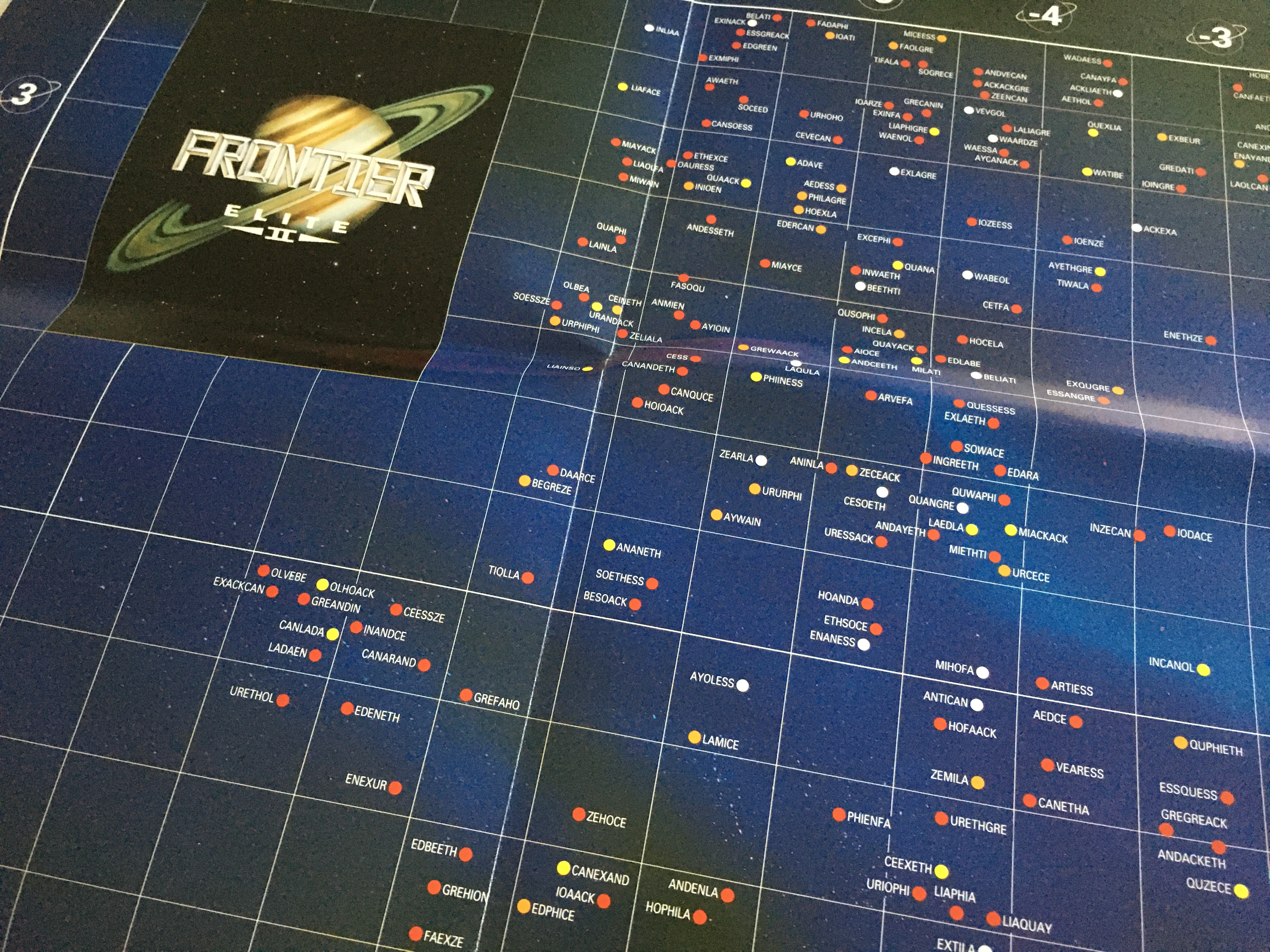 The map provided with Frontier: Elite II is a star chart showing various system to which the player can jump.