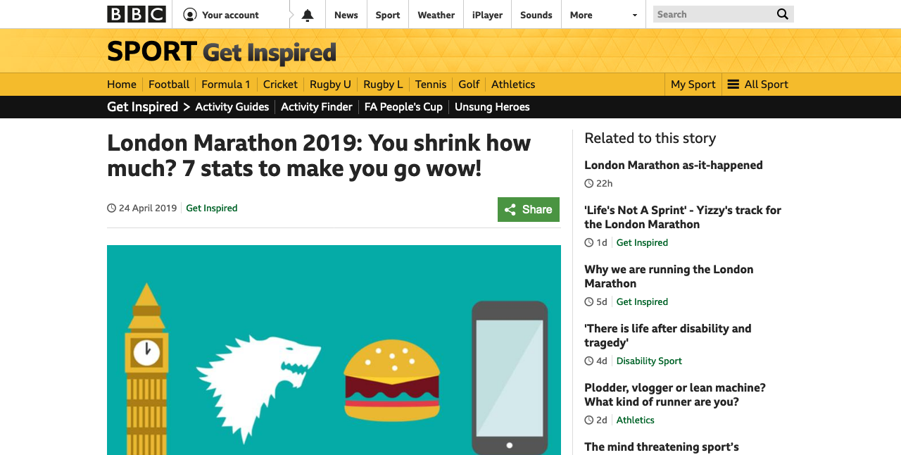 Stage 1, a BBC sport news article, which happens to be about fun facts relating to the London marathon.