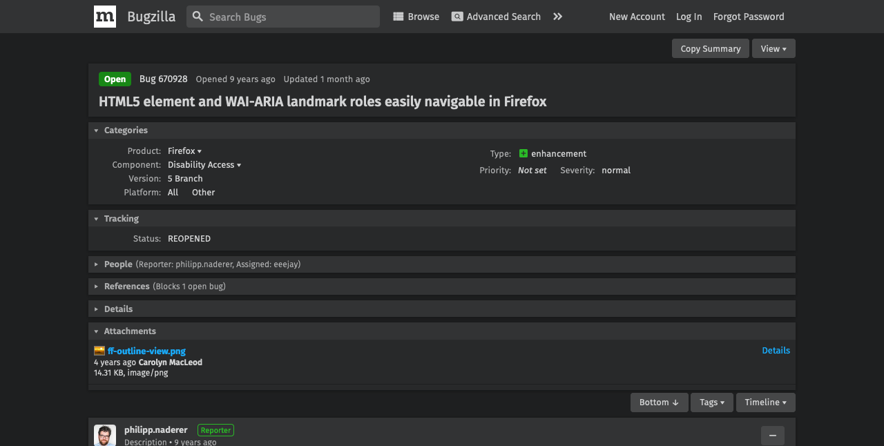 Bug 670928: HTML5 element and WAI-ARIA landmark roles easily navigable in Firefox