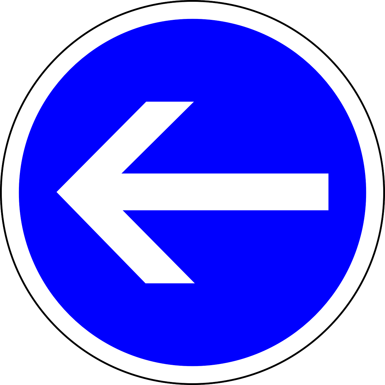 Left-pointing road-sign-style arrow